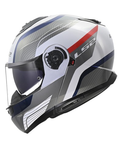 CASCO LS2 STROBE II MONZA MODULAR WHITE/BLUE/RED