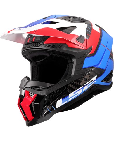 CASCO LS2 X-FORCE CARBONO GALUO WHITE/RED/BLUE