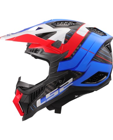 CASCO LS2 X-FORCE CARBONO GALUO WHITE/RED/BLUE