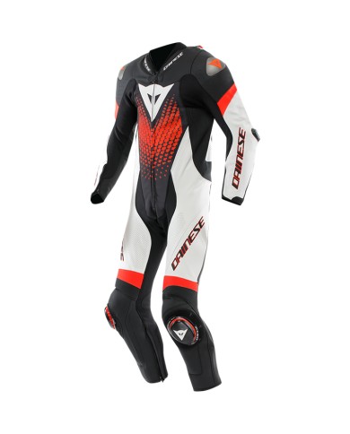 MONO DAINESE LAGUNA SECA 6 PROFESIONAL PERFORADO BLACK/WHITE/RED-FLUO
