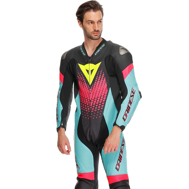MONO DAINESE LAGUNA SECA 6 PROFESIONAL PERFORADO BLACK/WATER/FUXIA