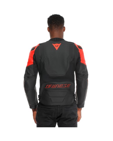CHAQUETA DAINESE RACING 5 PERFORADA BLACK/BLACK/RED FLUO
