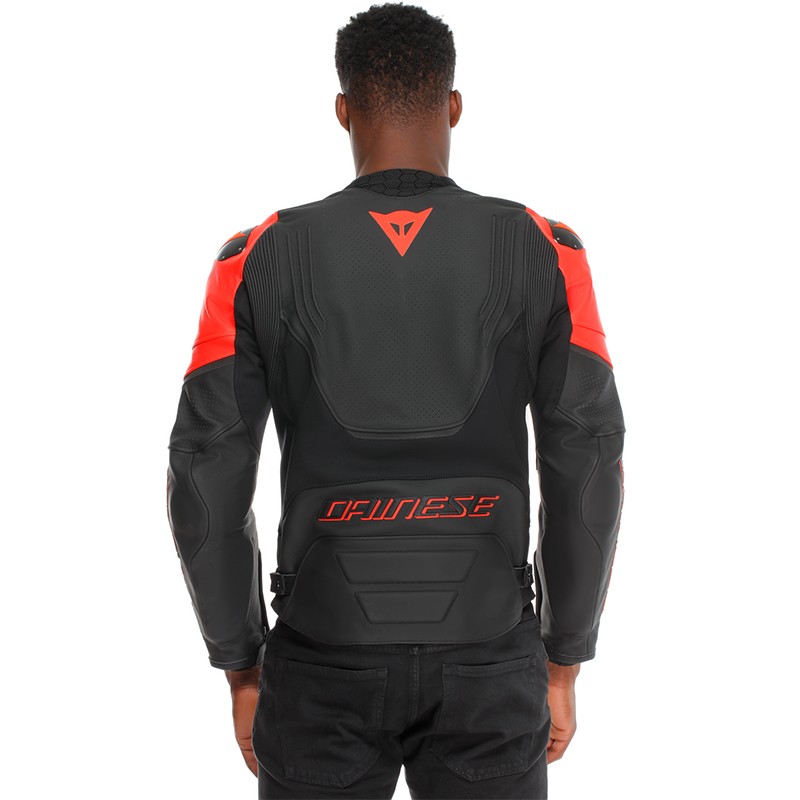 CHAQUETA DAINESE RACING 5 PERFORADA BLACK/BLACK/RED FLUO