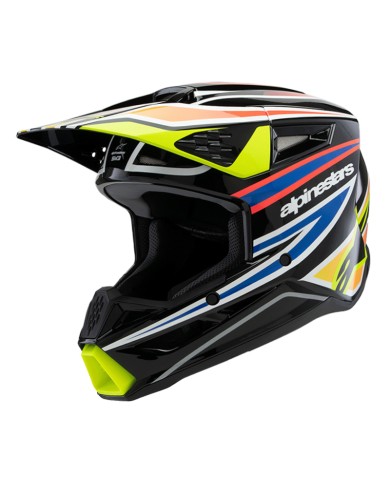 CASCO ALPINESTARS S-M3 INFANTIL WURX BLACK/YELLOW FLUO/BLUE