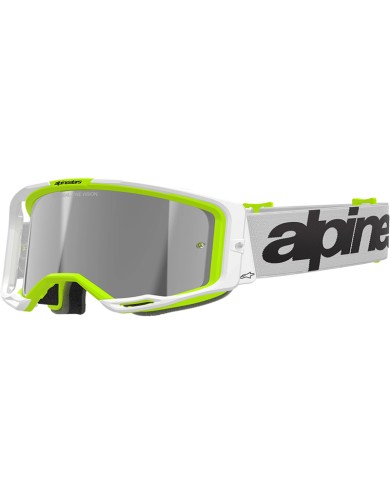 GAFAS ALPINESTARS VISION 8 WORDMARK WHITE/YELLOW FLUO/LENS MIRROR SILVER