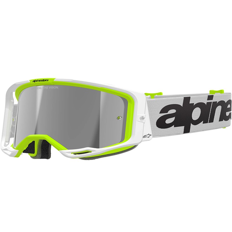 GAFAS ALPINESTARS VISION 8 WORDMARK WHITE/YELLOW FLUO/LENS MIRROR SILVER