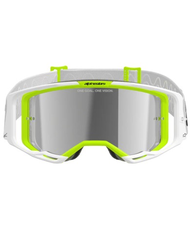 GAFAS ALPINESTARS VISION 8 WORDMARK WHITE/YELLOW FLUO/LENS MIRROR SILVER