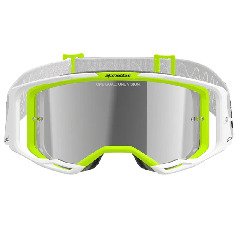 GAFAS ALPINESTARS VISION 8 WORDMARK WHITE/YELLOW FLUO/LENS MIRROR SILVER
