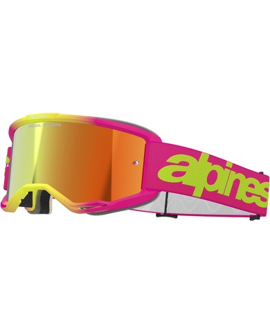 GAFAS ALPINESTARS VISION 5 WORDMARK PINK/FLUO YELLOW/LENS MIRROR RED