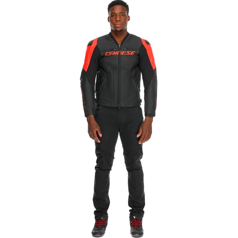 CHAQUETA DAINESE RACING 5 BLACK/BLACK/RED FLUO