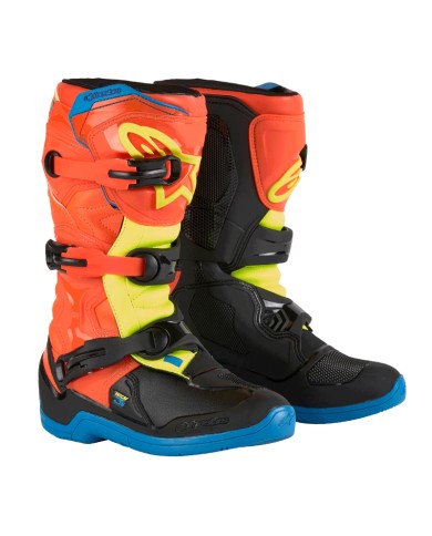 BOTAS ALPINESTARS TECH 3S JUNIOR ORANGE FLUO/BLUE/YELLOW FLUO