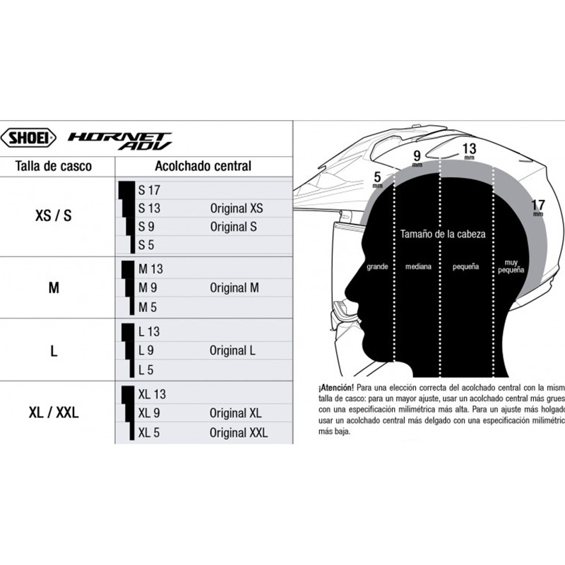 CHICHONERA INTERIOR CASCO SHOEI HORNET ADV