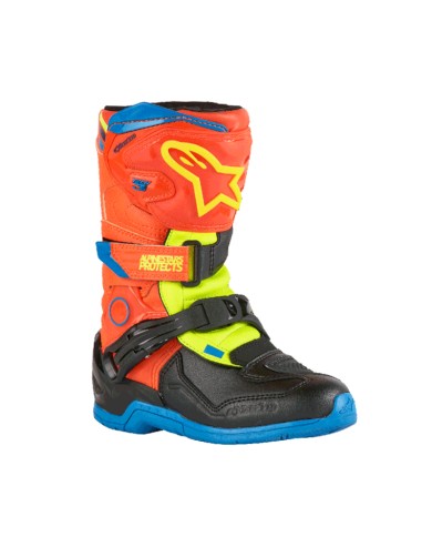 BOTAS ALPINESTARS TECH 3S KIDS ORANGE/BLUE/YELLOW FLUO