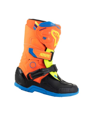 BOTAS ALPINESTARS TECH 3S KIDS ORANGE/BLUE/YELLOW FLUO