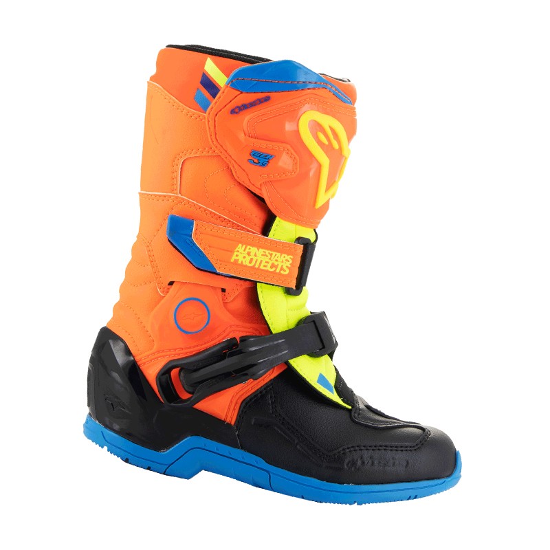 BOTAS ALPINESTARS TECH 3S KIDS ORANGE/BLUE/YELLOW FLUO