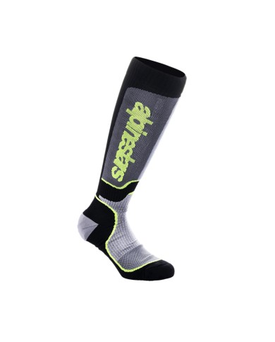 CALCETINES ALPINESTARS MX PLUS JUNIOR BLACK/GREY/YELLOW FLUO