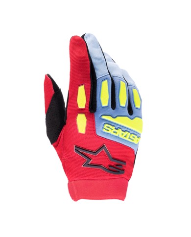 GUANTES ALPINESTARS FULL BORE JUNIOR LIGHT BLUE/RED/BERRY