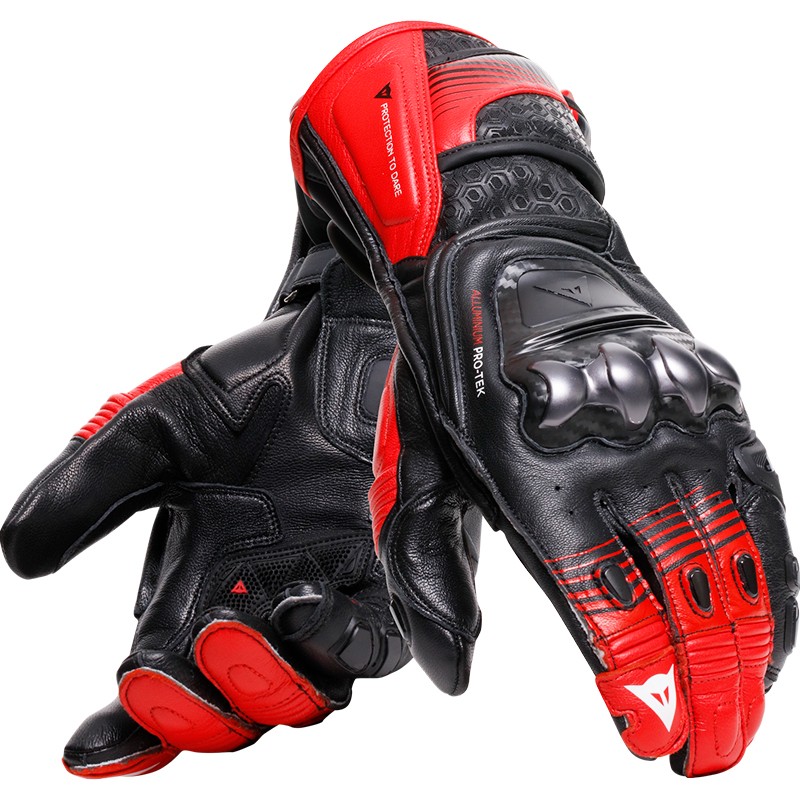GUANTES DAINESE FIERO METAL BLACK/LAVA RED/WHITE