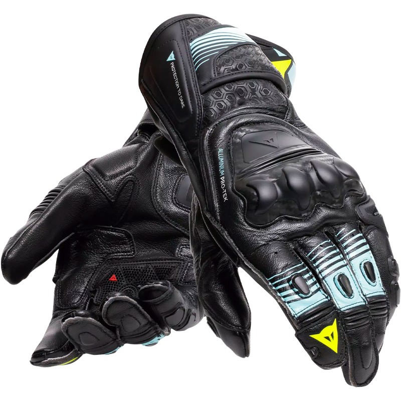 GUANTES DAINESE FIERO METAL BLACK/WATER/YELLOW FLUO