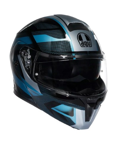 CASCO AGV STREETMODULAR LEDRO MATT BLACK/POWDER BLUE
