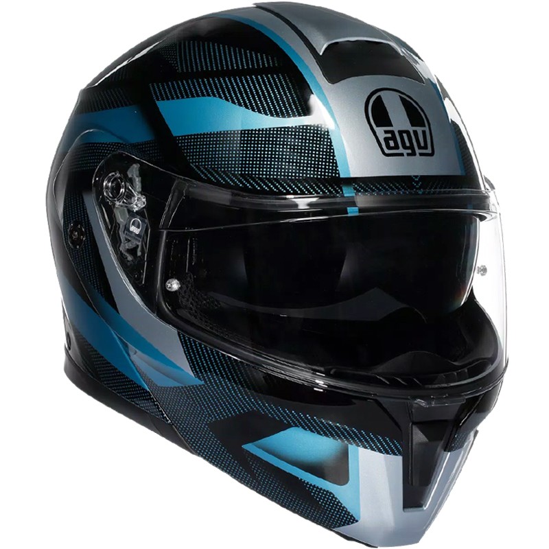 CASCO AGV STREETMODULAR LEDRO MATT BLACK/POWDER BLUE