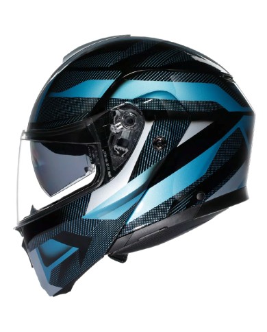 CASCO AGV STREETMODULAR LEDRO MATT BLACK/POWDER BLUE