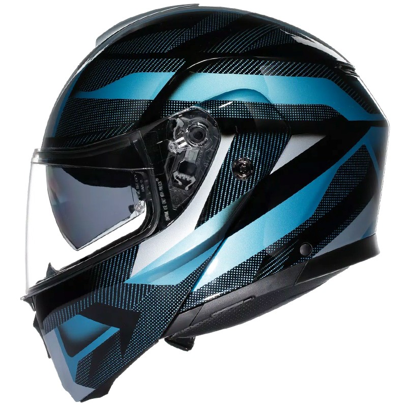 CASCO AGV STREETMODULAR LEDRO MATT BLACK/POWDER BLUE