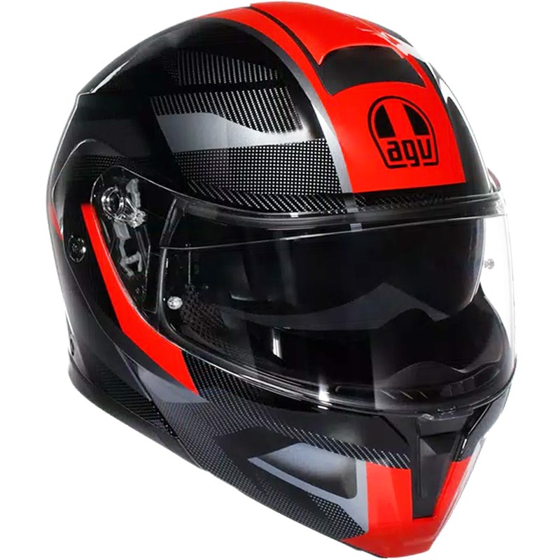 CASCO AGV STREETMODULAR LEDRO BLACK/RED
