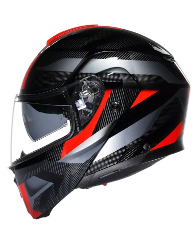 CASCO AGV STREETMODULAR LEDRO BLACK/RED