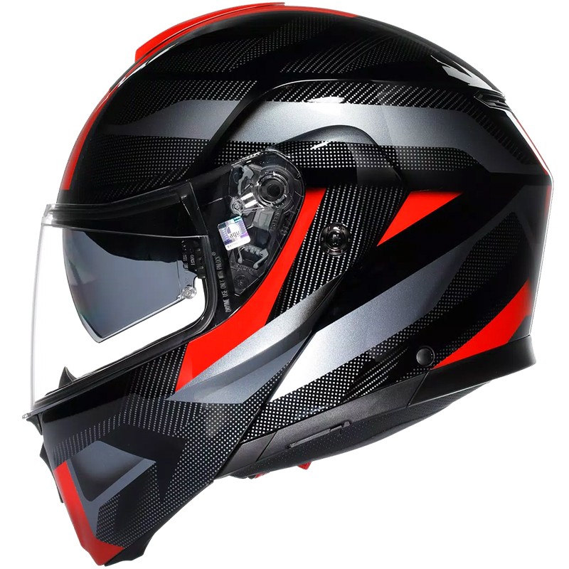 CASCO AGV STREETMODULAR LEDRO BLACK/RED