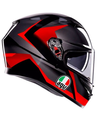 CASCO AGV K3 STRIGA BLACK/GREY/RED