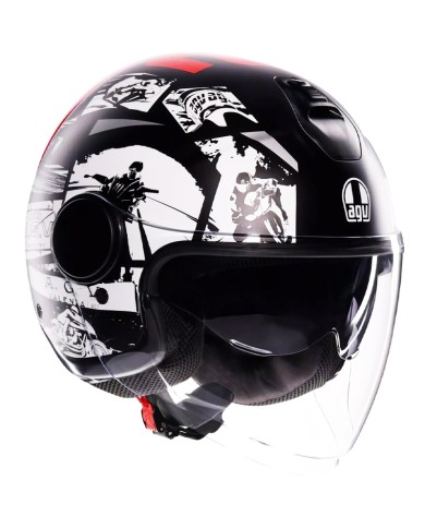 CASCO AGV ETERES HISTORY MATT BLACK/WHITE/RED