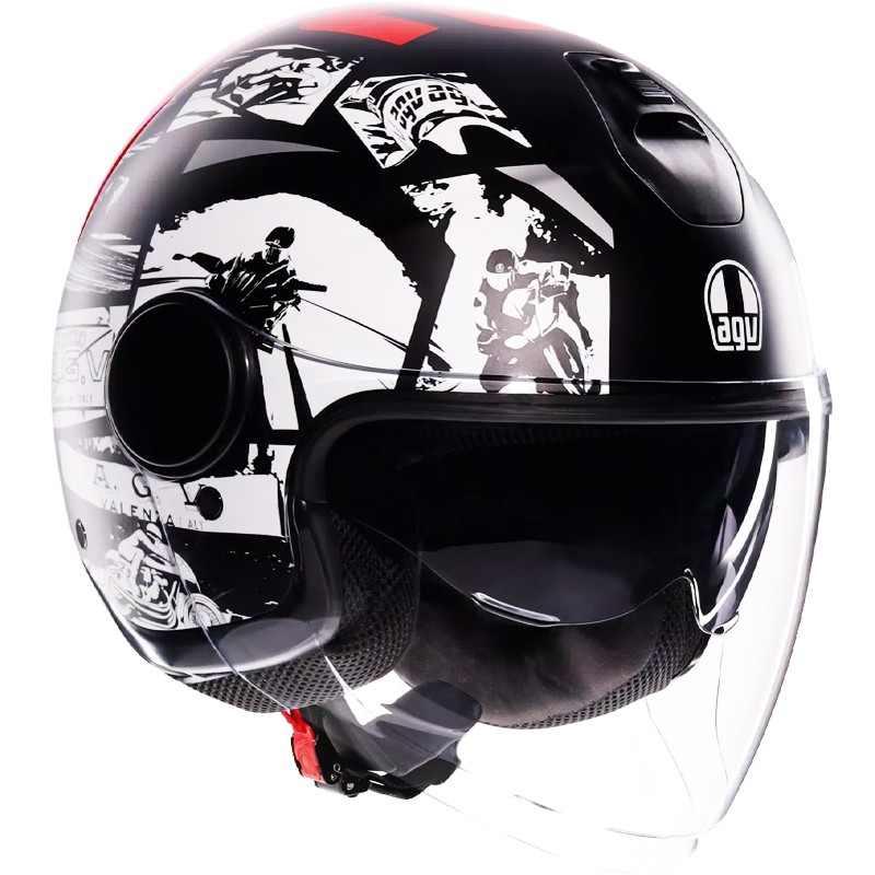 CASCO AGV ETERES HISTORY MATT BLACK/WHITE/RED