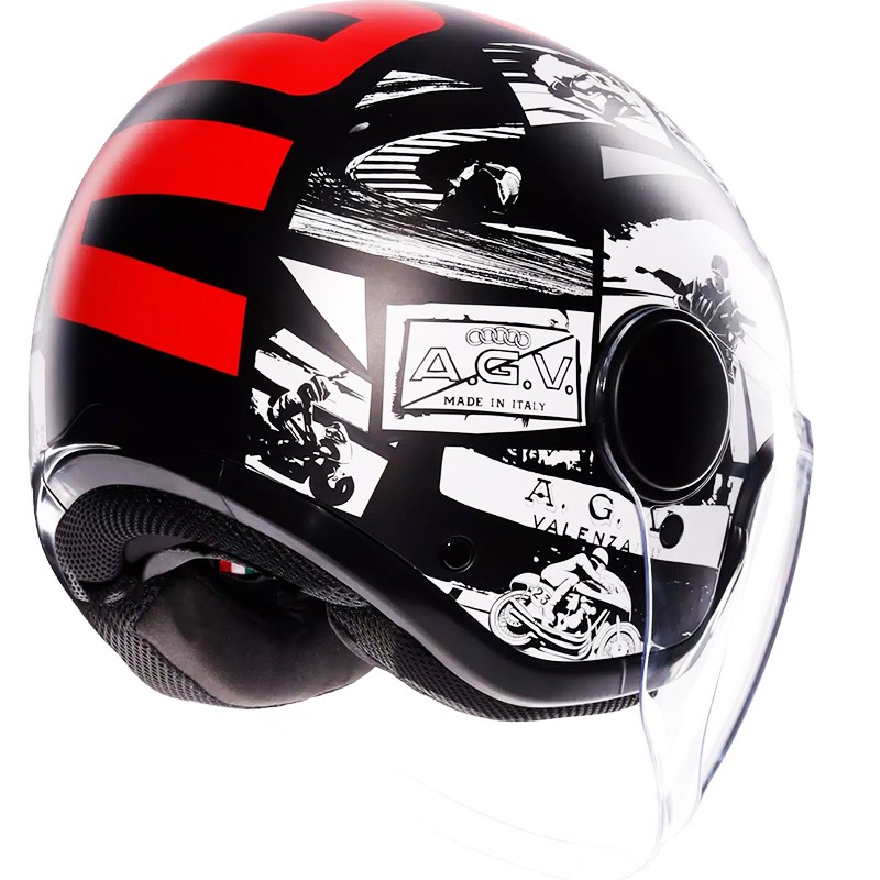 CASCO AGV ETERES HISTORY MATT BLACK/WHITE/RED