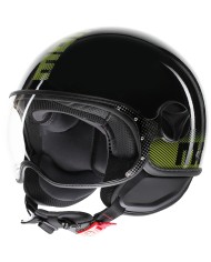 CASCO MOMO DESIGN FGTR CLASSIC STRIPES BLACK/YELLOW FLUO