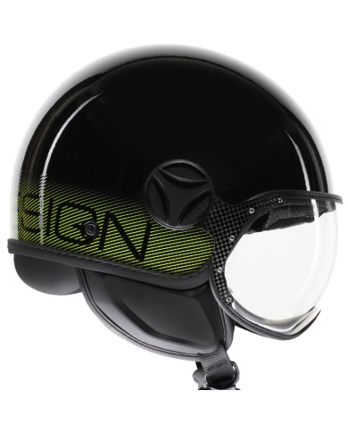 CASCO MOMO DESIGN FGTR CLASSIC STRIPES BLACK/YELLOW FLUO