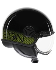 CASCO MOMO DESIGN FGTR CLASSIC STRIPES BLACK/YELLOW FLUO