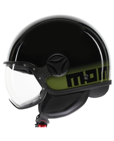 CASCO MOMO DESIGN FGTR CLASSIC STRIPES BLACK/YELLOW FLUO