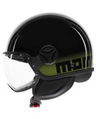 CASCO MOMO DESIGN FGTR CLASSIC STRIPES BLACK/YELLOW FLUO