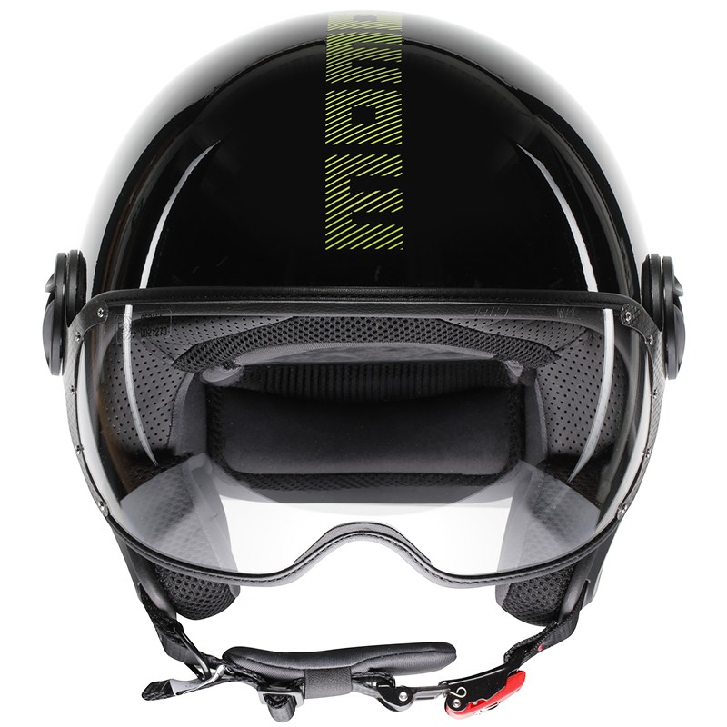 CASCO MOMO DESIGN FGTR CLASSIC STRIPES BLACK/YELLOW FLUO