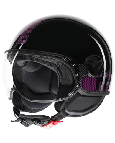 CASCO MOMO DESIGN FGTR CLASSIC STRIPES BLACK/FUCSIA