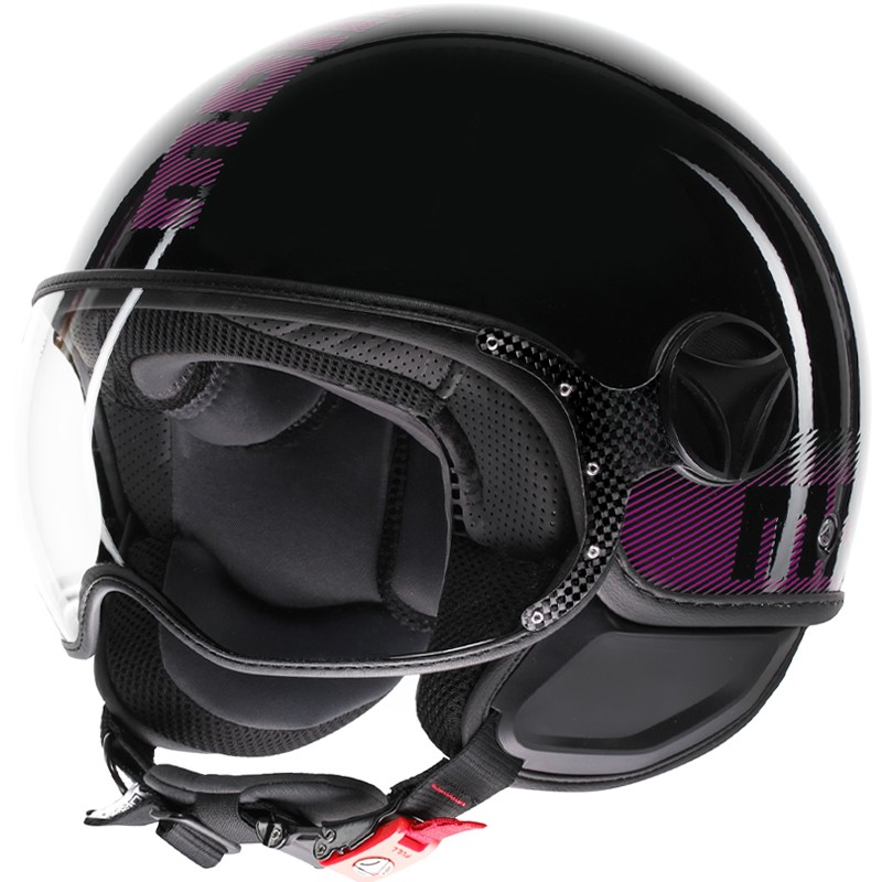 CASCO MOMO DESIGN FGTR CLASSIC STRIPES BLACK/FUCSIA