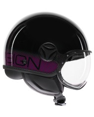 CASCO MOMO DESIGN FGTR CLASSIC STRIPES BLACK/FUCSIA