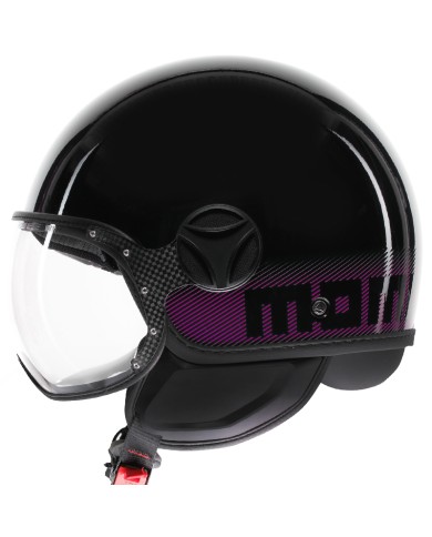CASCO MOMO DESIGN FGTR CLASSIC STRIPES BLACK/FUCSIA