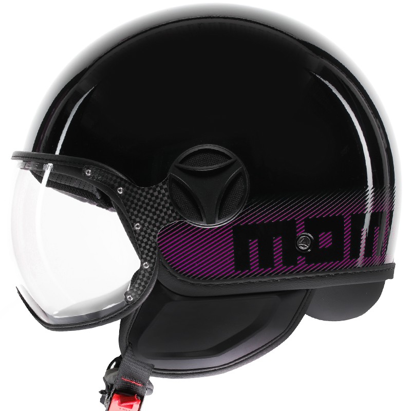 CASCO MOMO DESIGN FGTR CLASSIC STRIPES BLACK/FUCSIA