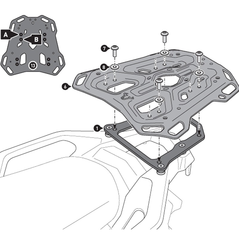 KIT DE FIJACIÓN POSTERIOR SW-MOTECH ADVENTURE-RACK HONDA GPT.01.622.19000/B