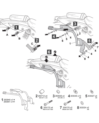 KIT DE FIJACION MALETAS LATERALES Y ALFORJAS SHAD 3P K0LM54IF KAWASAKI ELIMINATOR 500
