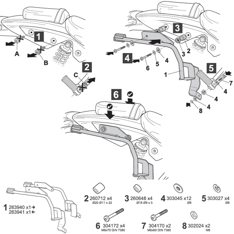 KIT DE FIJACION MALETAS LATERALES Y ALFORJAS SHAD 3P K0LM54IF KAWASAKI ELIMINATOR 500