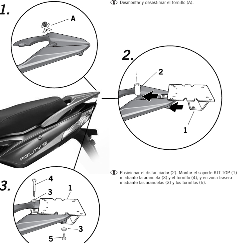 KIT DE FIJACIÓN POSTERIOR SHAD K0GL14ST KYMCO AGILITI 50/125/200