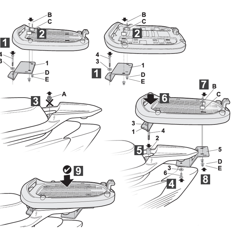 KIT DE FIJACIÓN POSTERIOR SHAD K0GL12ST KYMCO AGILITI S 50/125/200
